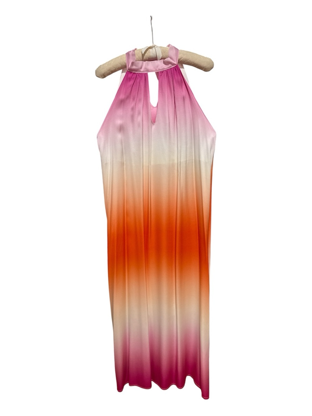 Suzy D London Sleeveless Ombre Halter Maxi Dress - Pink Orange